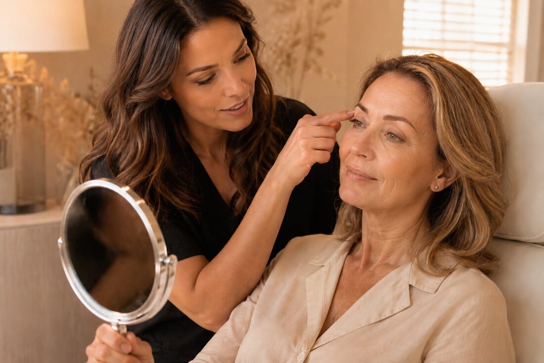 Consultation at Kiss Kreations — brow mapping Tempe AZ