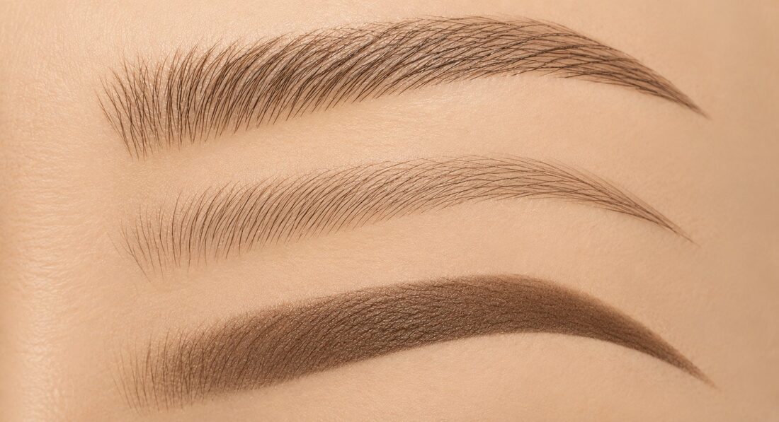Three brow styles: microblading, nano, powder brows comparison — Kiss Kreations Tempe AZ